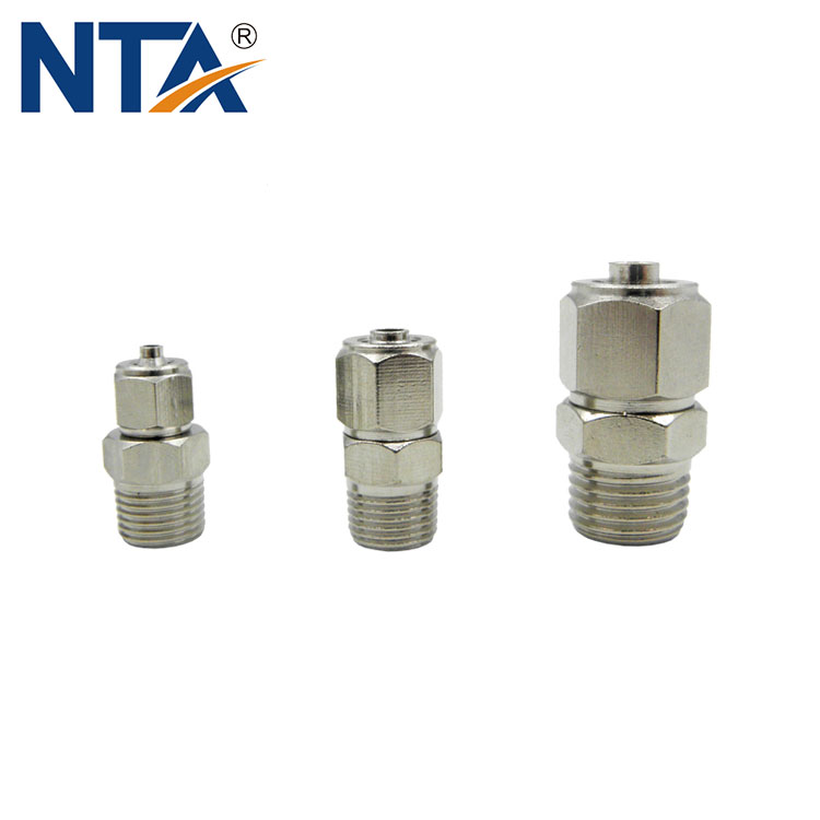 TPC Male Straight Nikel Plated Brass Push On Fittings Pneumatic Push