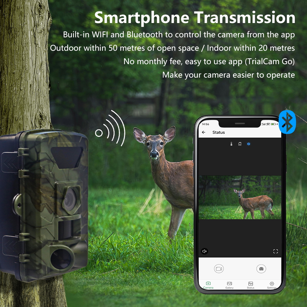 Wifi トレイルカメラ狩猟ゲームカメラ 8K 60MP アプリ TrailCam Go で