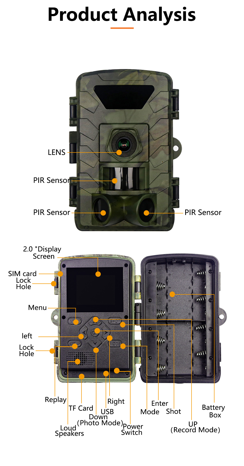 Wifi トレイルカメラ狩猟ゲームカメラ 8K 60MP アプリ TrailCam Go で