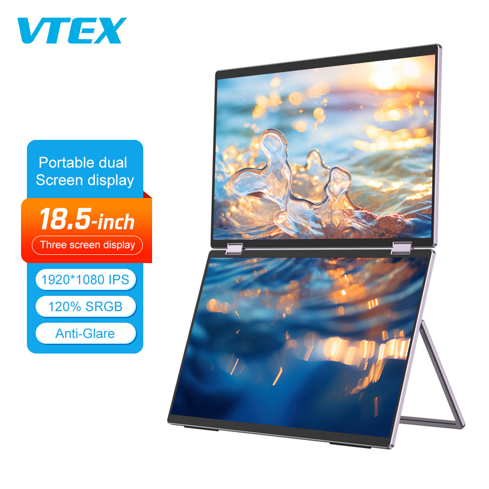 Vtex Monitor Ganda Layar Laptop Extender Ganda 18.5 Inci 1080P Lcd Led Monitor Layar Portabel untuk Laptop VITEK