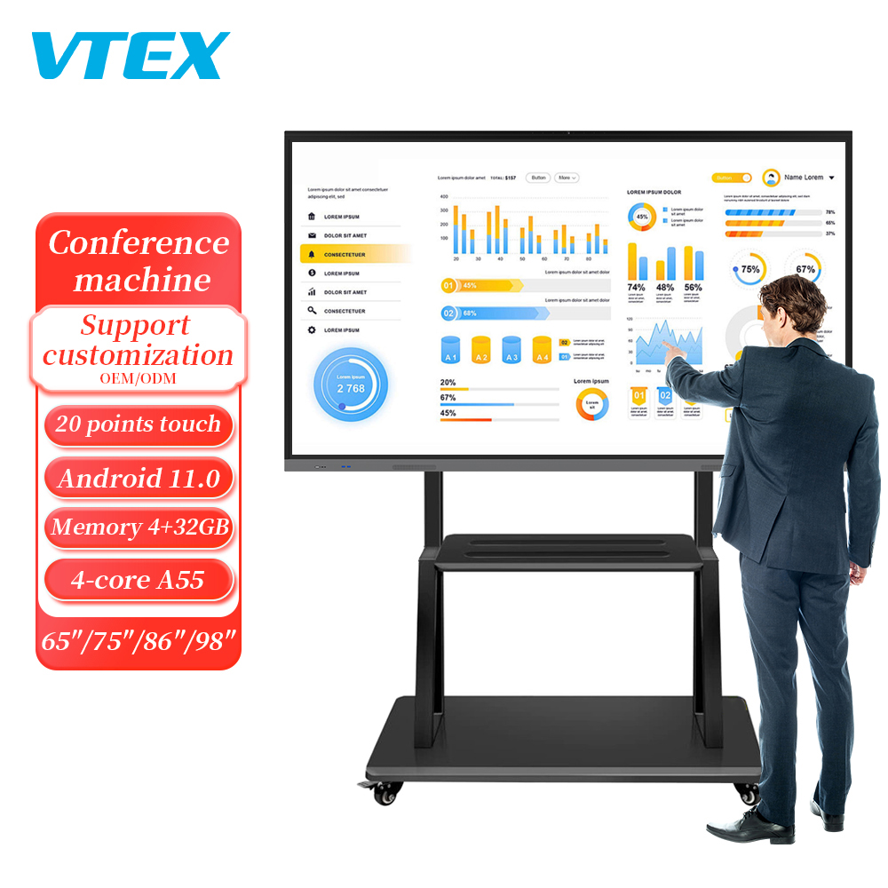 65Inch Wall-Mounted Advertising Machine Infrared Frame Interactive Smart Conference Support Screen Mirroring All-In-One