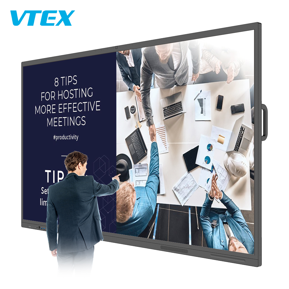 Layar Panel Pertemuan Sekolah Pengajaran 100'' Papan Tulis Tv Interaktif Cerdas Panel Datar Interaktif Smart White