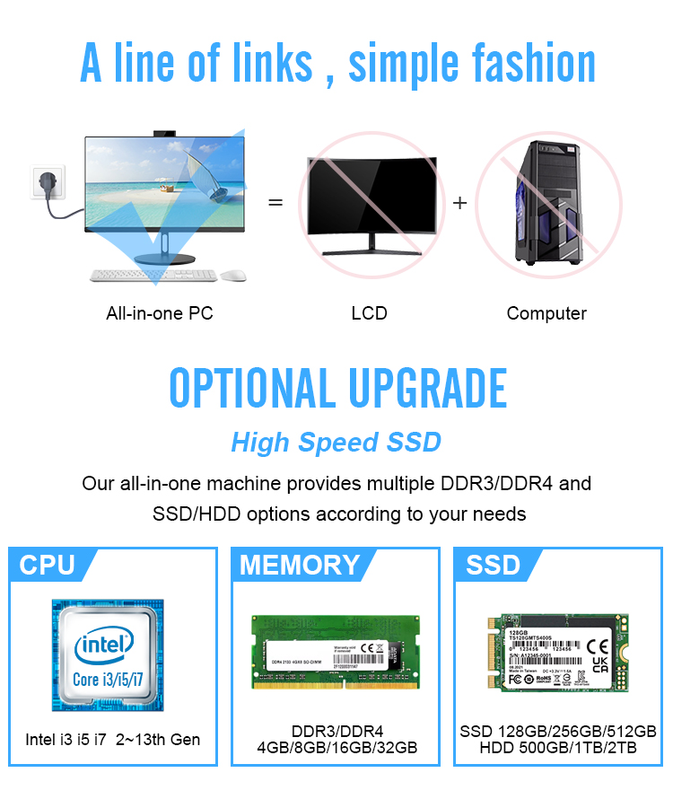 All In One Pc Aio Computer 23.8 Inch 1920*1080Va High Performance ...