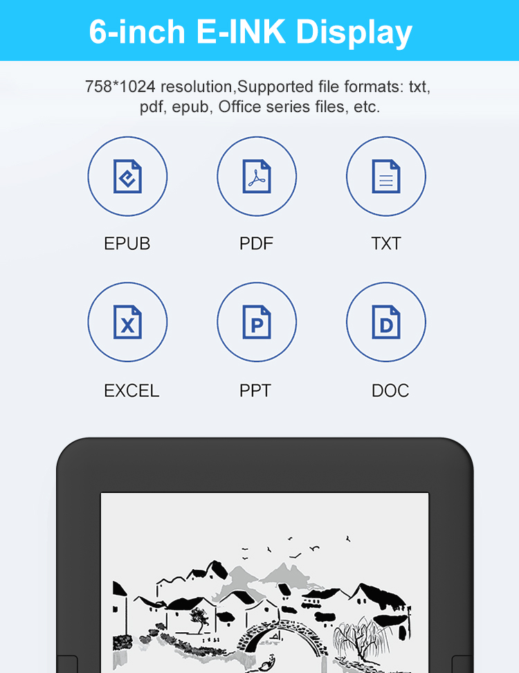 6 Inch Portable E-Reader Whitepaper Oed E-Ink Reader Tablet E Book ...