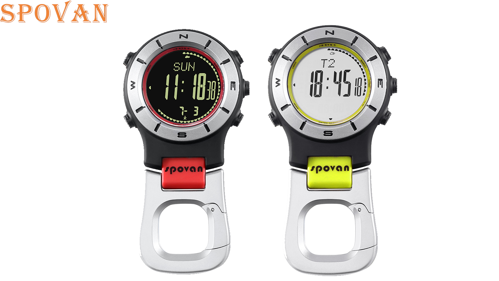 Clip-on Outdoor Watch with Compass, Altimeter, Thermometer, Barometric Spovan Elementum Ⅱ, Wholesale Watches