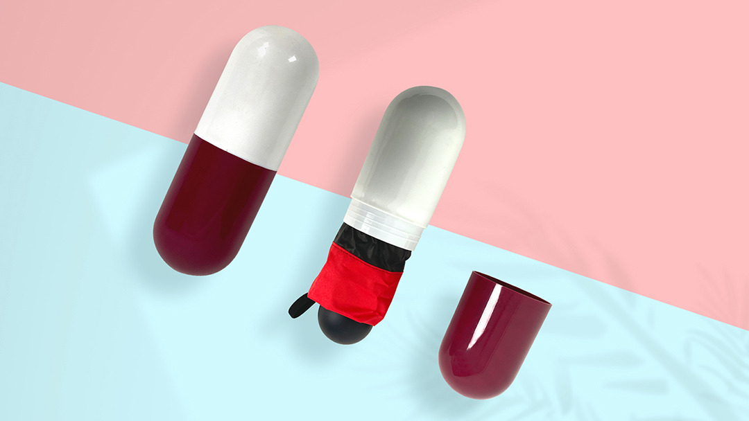 Capsule umbrella, to create a "small and beautiful" umbrella with