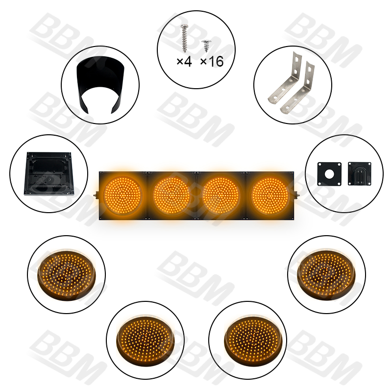 品質 Dia.300mm 4 アスペクト黄色フル ボール LED 信号機、クリア レンズ メーカー | BBM信号機