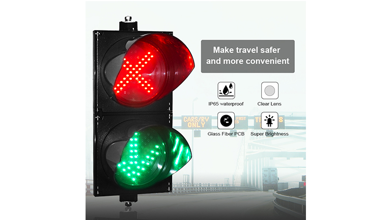 直径200mm（8インチ）赤十字と緑矢印LED信号機、省エネ、IP65、駐車場