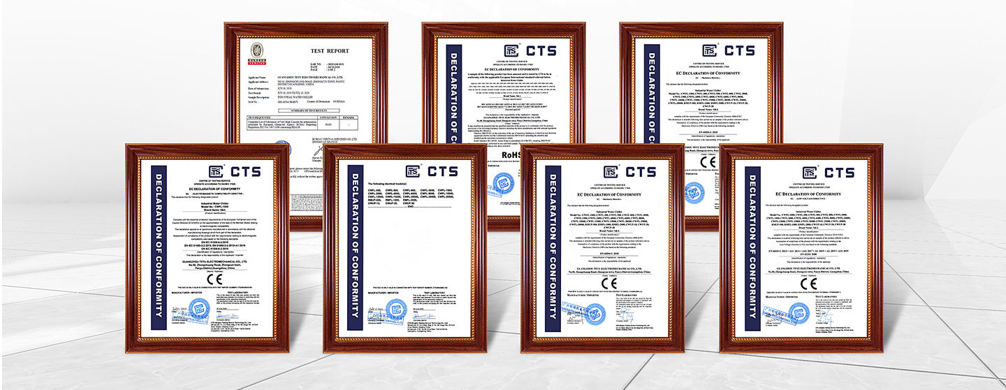 S&A Industrial Water Chiller Certificate