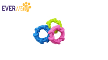 Evernew Wholesale Interactive Pink Rubber Tooth Cleaning Dog Chew Ball Circle Shape Milk Flavor Durable