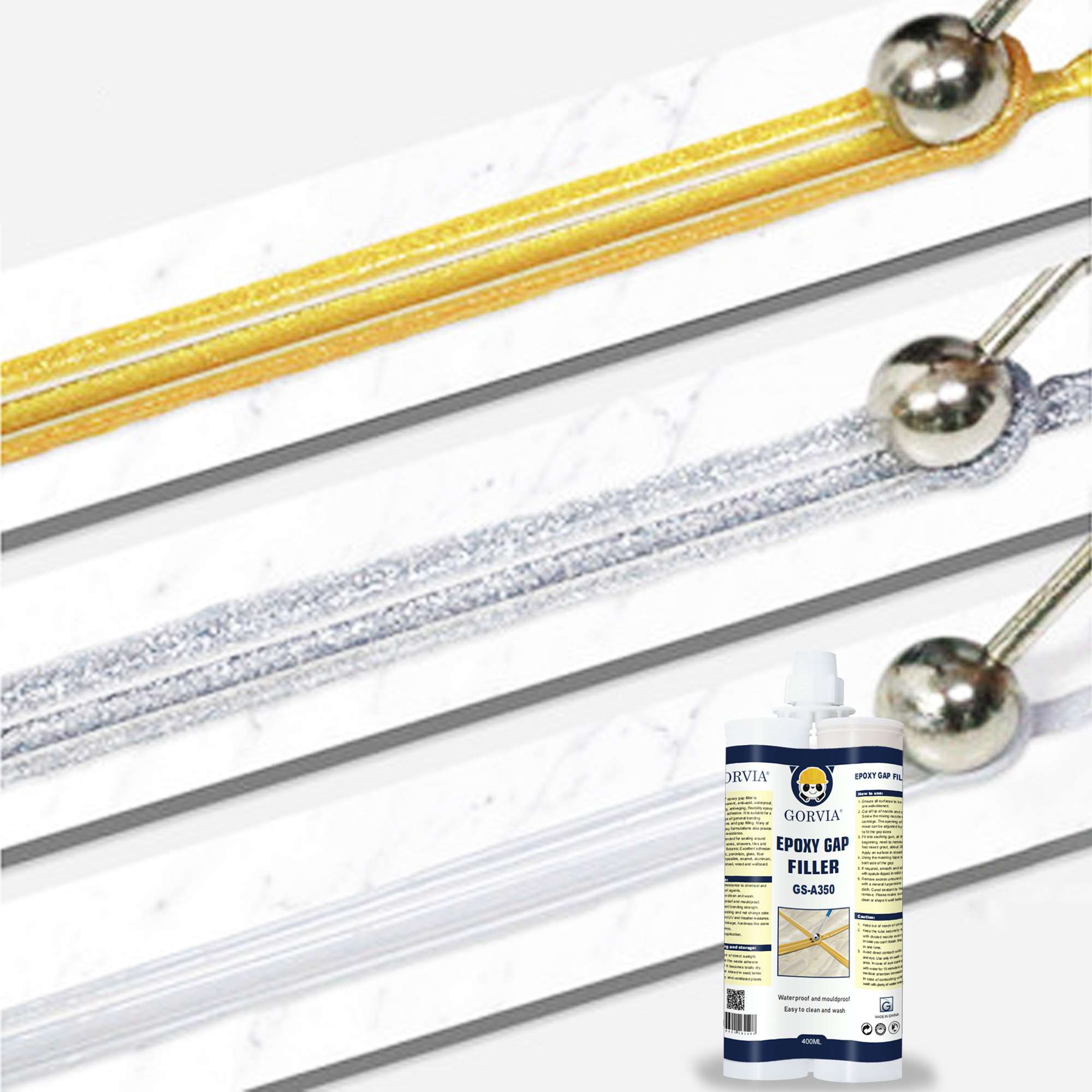 Gold color Epoxy filler tile floor gap filler Epoxy Tile Grout GORVIA