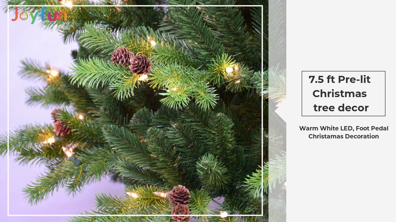 7.5 ft Pre-lit .Christmas .tree decor.Warm White LED, Foot Pedal.Christamas Decoration.