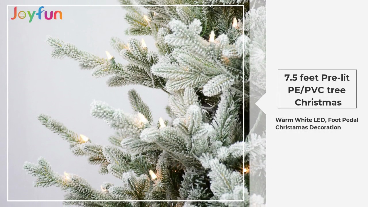 7.5 feet Pre-lit .PE/PVC tree .Christmas.Warm White LED, Foot Pedal.Christamas Decoration.