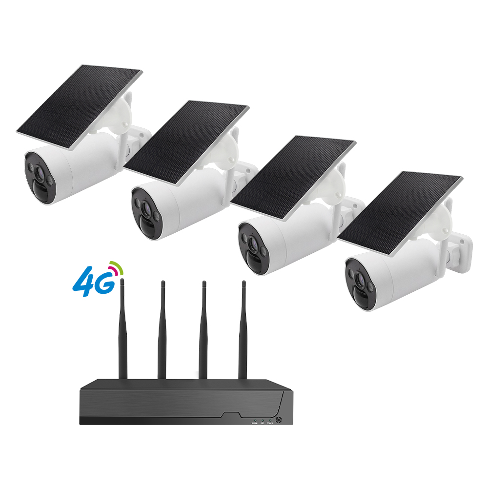 4G SIM Card Wireless NVR Camera Kit With 2 Waterproof Ip66 Sola Wifi Cameras ENSTER