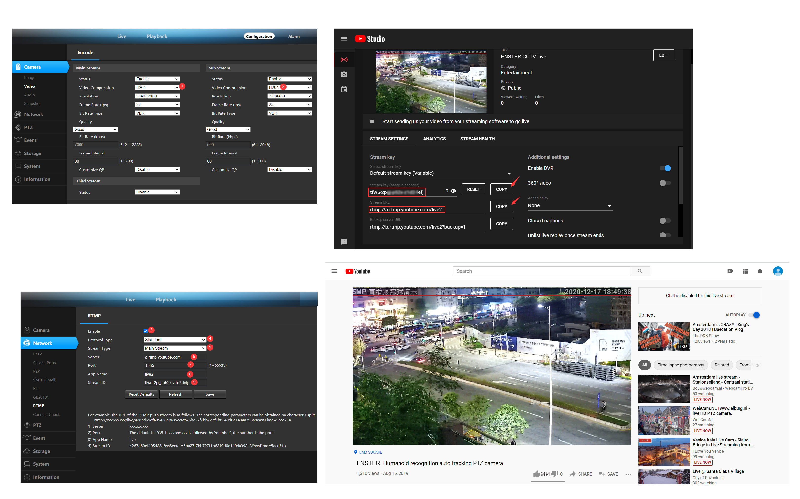 How to set the RTMP protocol of ENSTER IP camera for live streaming on ...