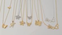 Fashion Gold Plated Shiny Multilayer Butterfly Necklace Stainless Steel Double Layer Butterfly Necklace Butterfly Set