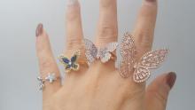 Hot Selling Zircon Butterfly Brooch Colorful Zircon Butterfly Ring Butterfly Bracelet Butterfly Necklace Set for Women