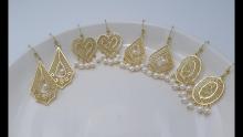 Wholesale 18K Gold Hollow Filigree Earrings Small Pearl Tassel Charm Pendant Earrings Women Jewelry