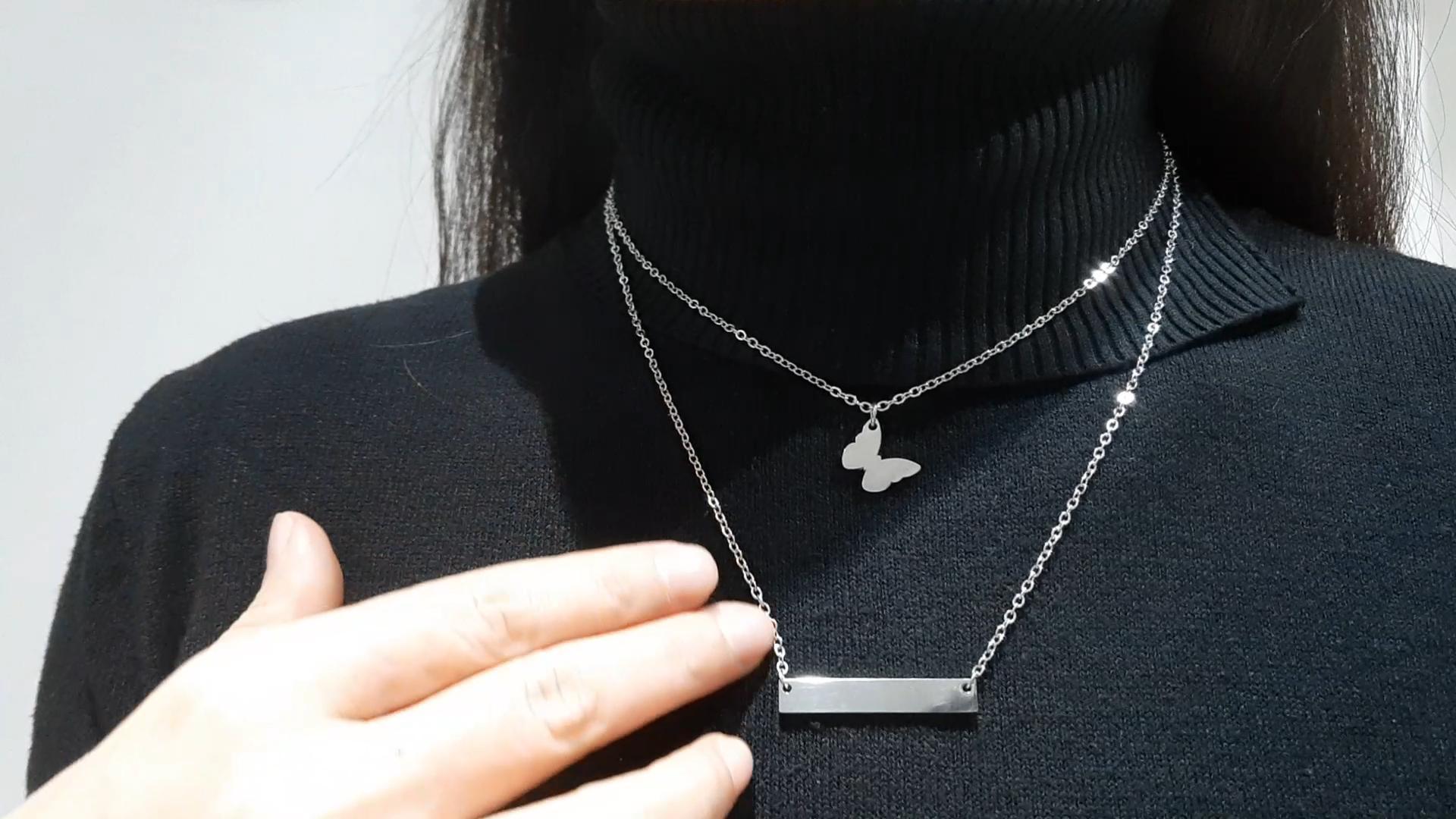 Fashionable stainless steel layered necklace DIY charms necklace wholesaler