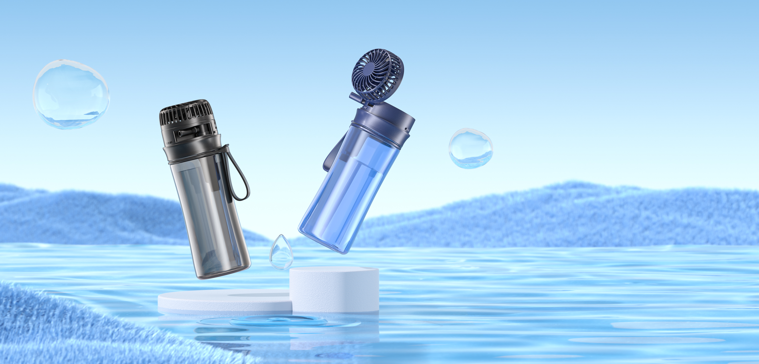 Factory Price Portable Sports Fan Water Bottle 600ml with Straw