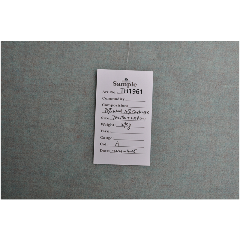 TH1961 lamb wool cashmere scarf sample hangtag with product information
