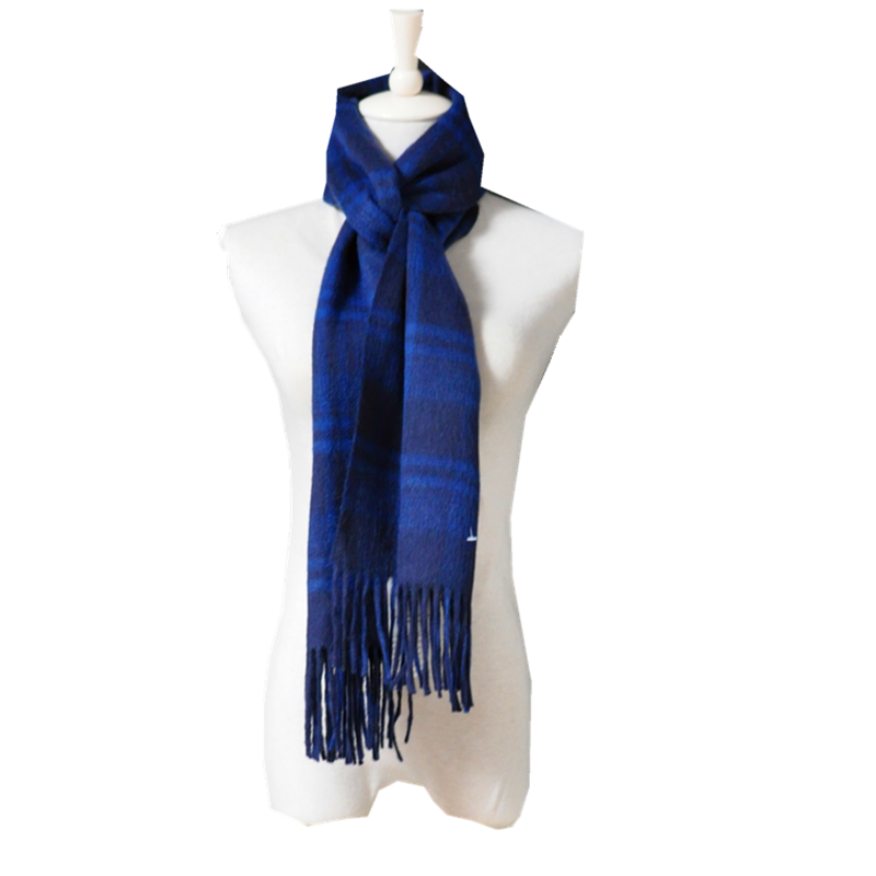 Vertical hanger display of TH1963 designer cashmere scarf highlighting its wrinkle free drape performance
