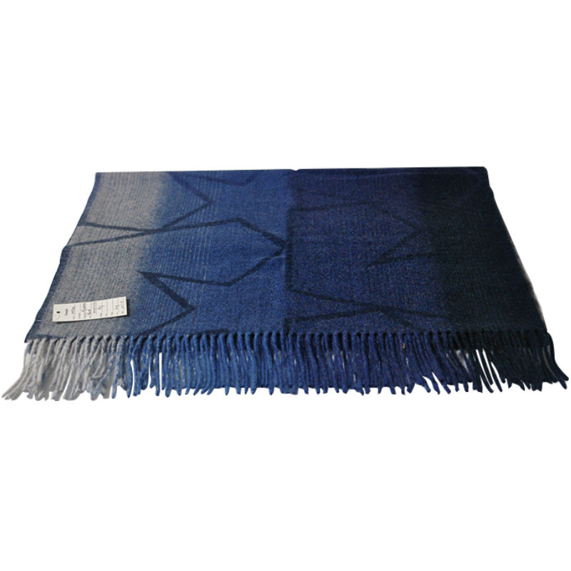 TH1965 wool cashmere scarf folded view showing reverse side texture and star pattern details