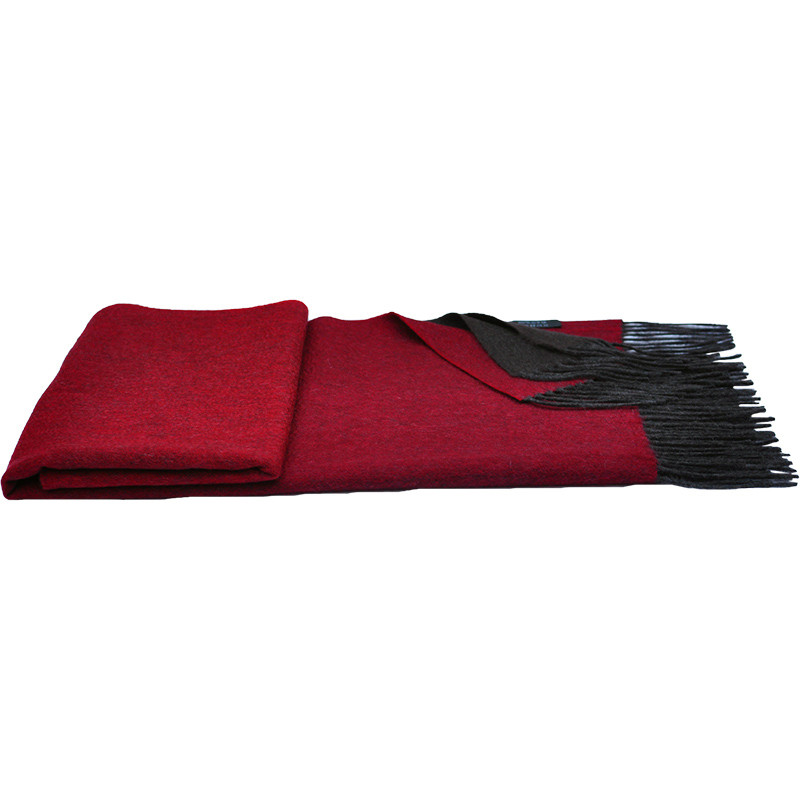 Luxury Brown Red Space Dyed Cashmere Shawl Flat Lay with Tassel Fringe