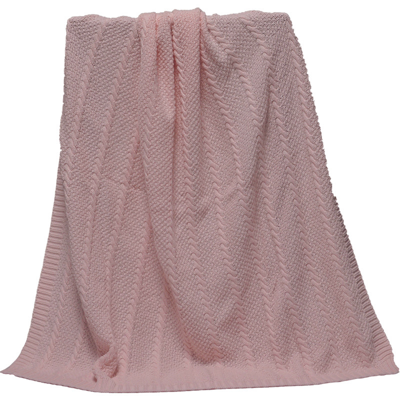 Set of pink organic cotton knit baby blankets size 85x85cm