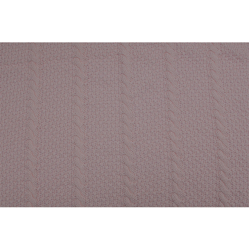 Detailed view of ribbed edge and cable knit of TDW2020 organic baby blanket