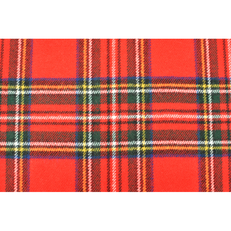Technical texture close-up of TDC2103 red tartan plaid christmas throw blanket highlighting 1.0D fiber density