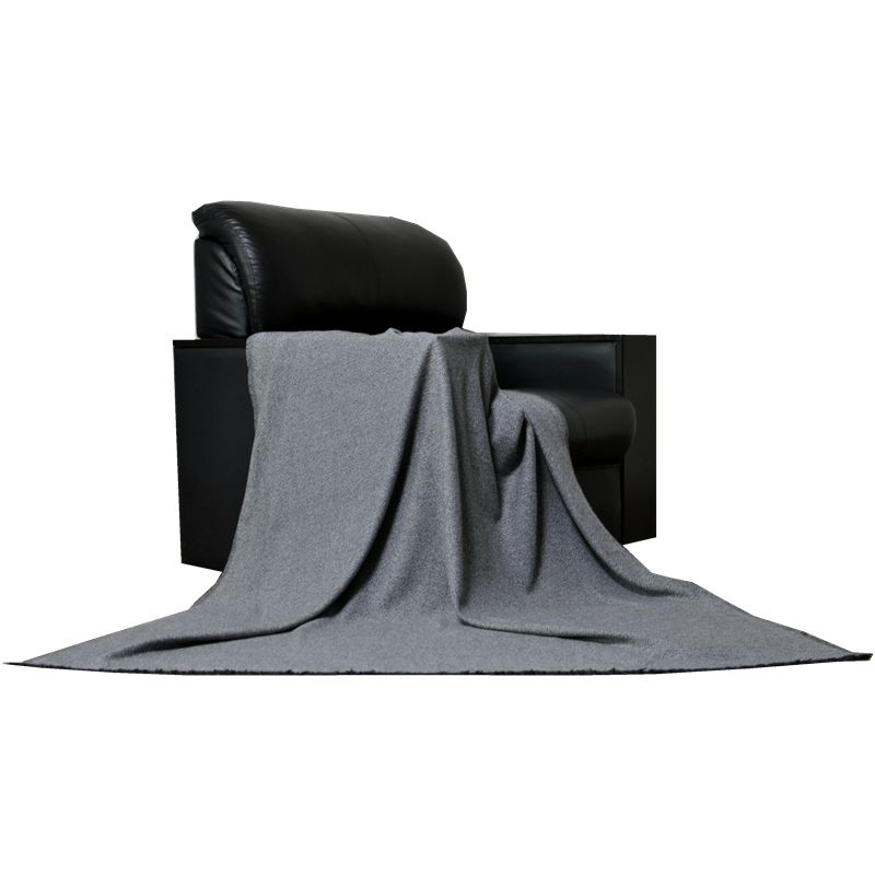 Microscopic look at ultra-fine micron cashmere fibers in grey heather cloth