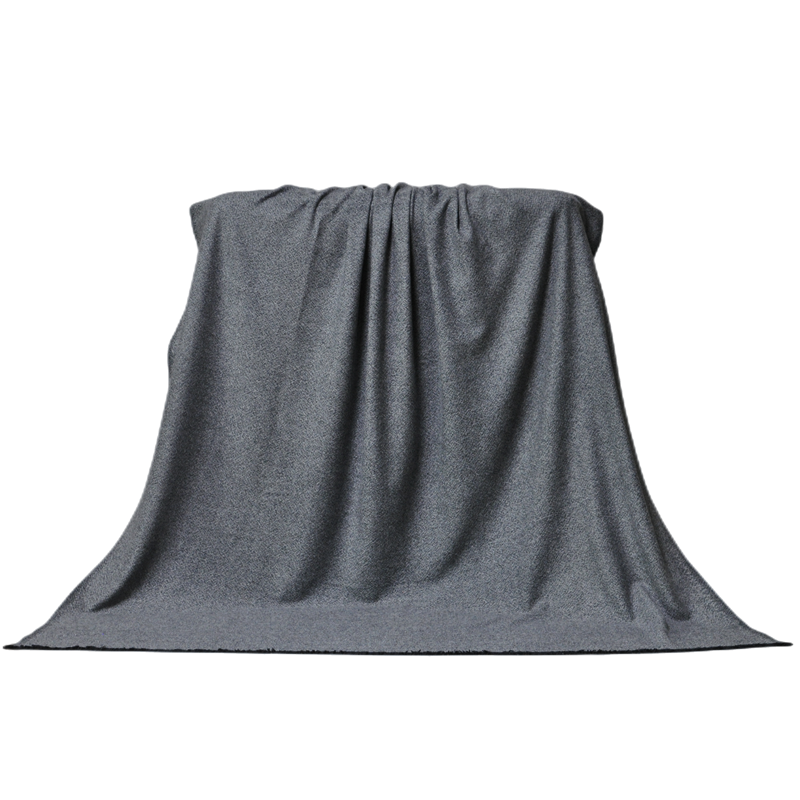 Textured cross-weave pattern of high-grade dark grey cashmere throw