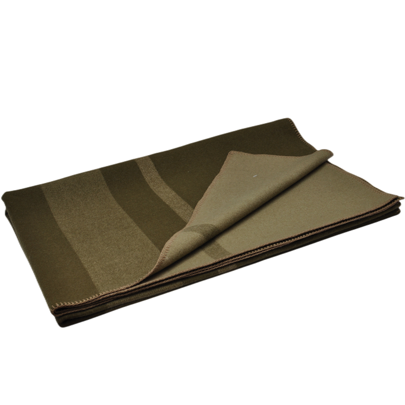 military surplus wool throw TAK2202 olive vertical twill stripe sewn border
