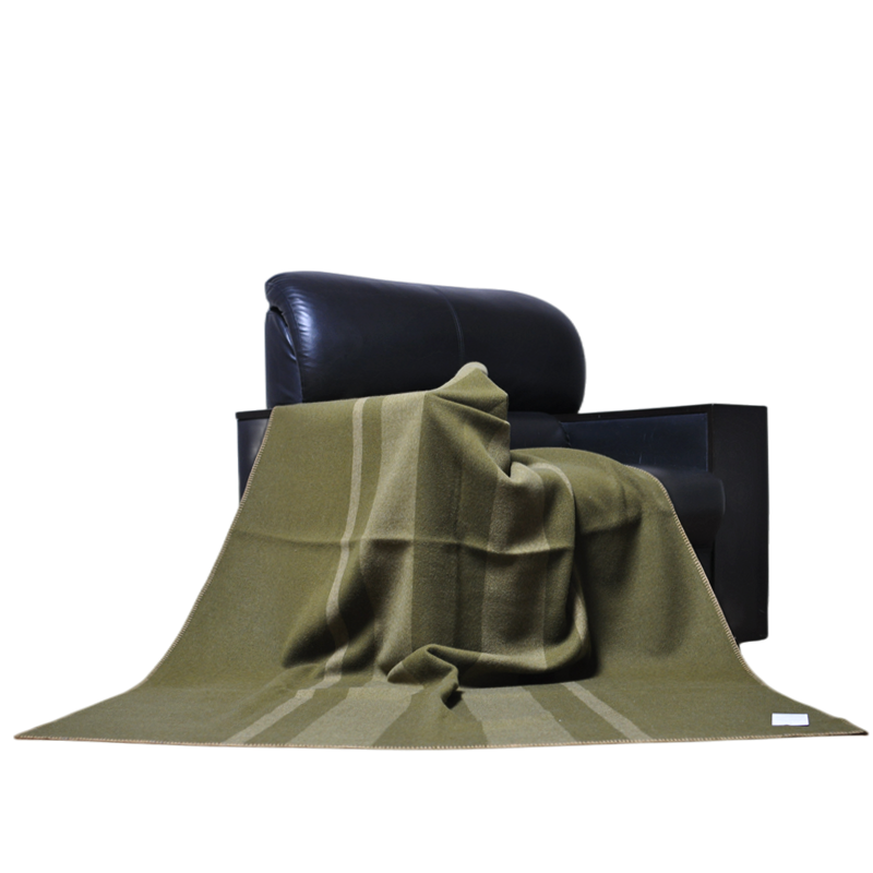 lifestyle surplus wool blanket TAK2202 olive twill throw on leather sofa home decor