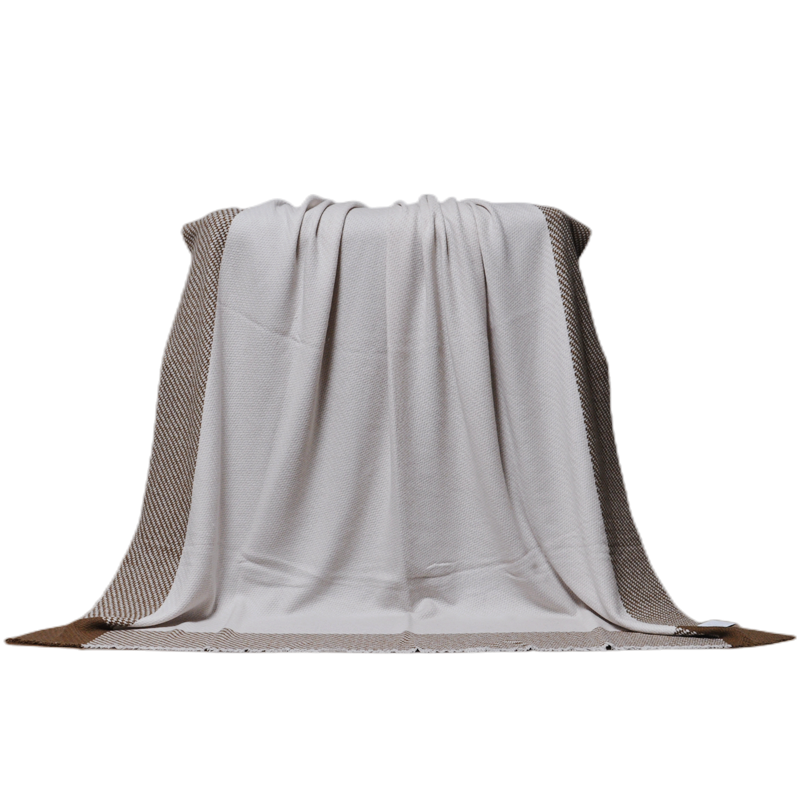 full drape view cream brown color block cashmere lambswool throw NM26/2 fluffy soft blanket TAK2216
