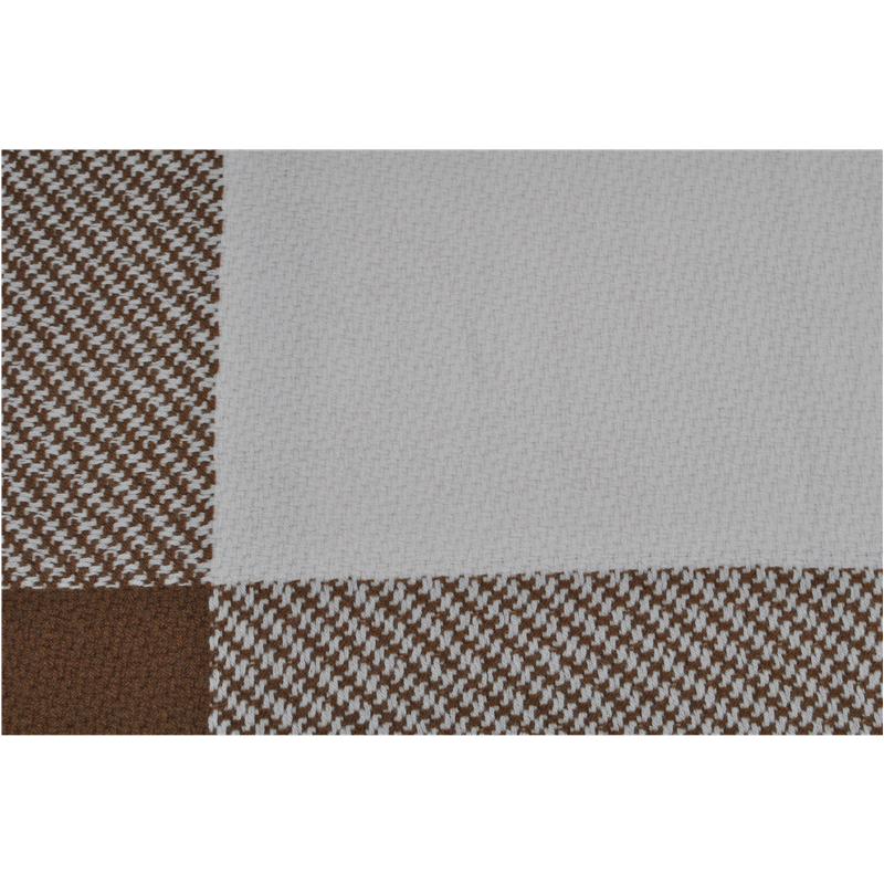 close up texture cream brown houndstooth block fabric NM26/2 fluffy cashmere lambswool blanket TAK2216