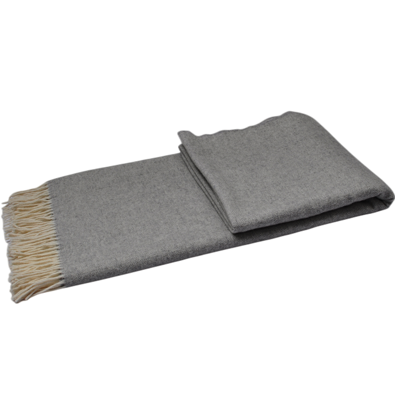 TUV1802 luxury cashmere wool blanket with classic herringbone design and refined fringe edges for premium textile collections