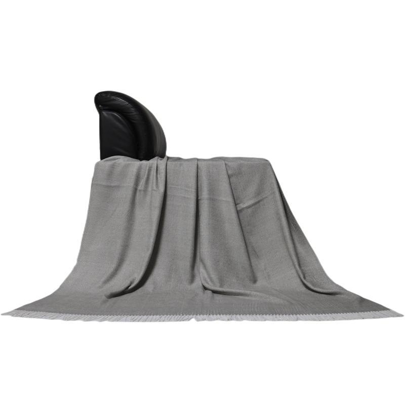 BLUE PHOENIX TUV1802 wool cashmere blanket styled in modern interior with soft grey luxury home decoration