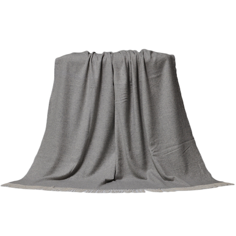 TUV1802 10% cashmere 90% wool blanket hanging display showing elegant drape and premium natural fiber texture