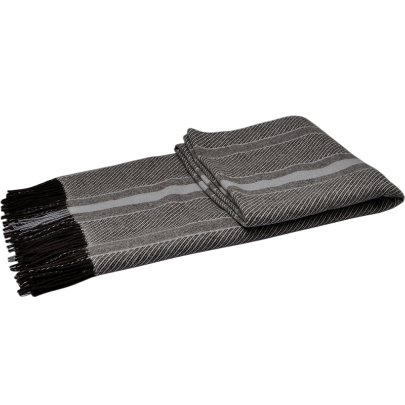 High-quality natural fiber throw blanket, folded view showing detailed stripe design.
