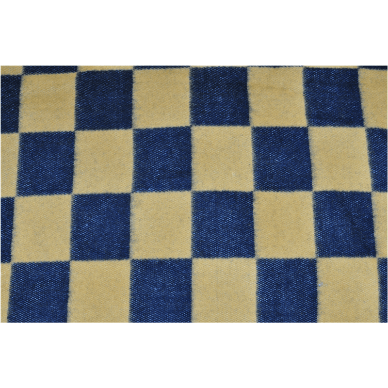 Close-up of the TBT1804 mustard-yellow and black woven checkerboard jacquard made from 100% Australian wool