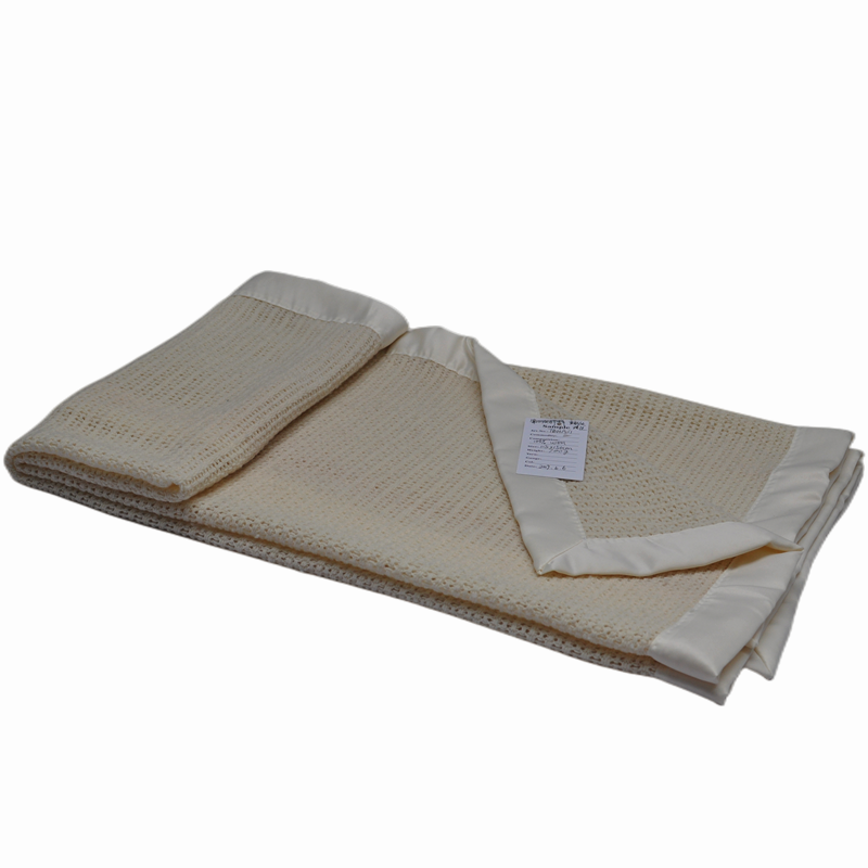 100% wool blanket folded presentation showing natural woven texture and clean satin edge finishing