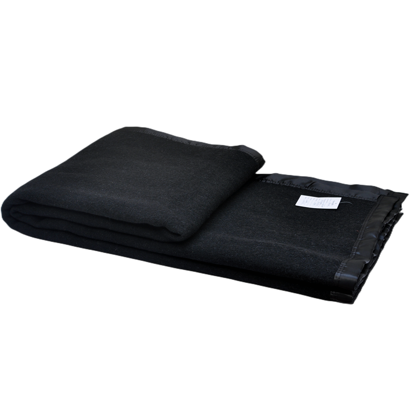 TBH2204 Black Military Blanket Folded Front View