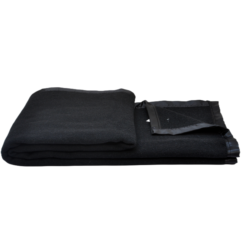 TBH2204 Black Military Blanket Folded Side View