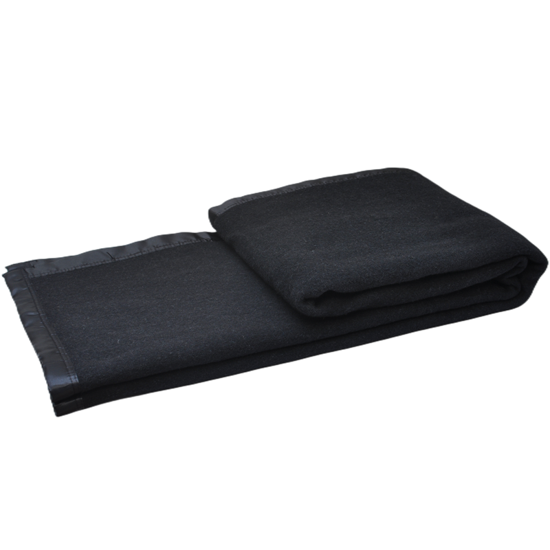 TBH2204 Black Military Blanket Folded Angle View