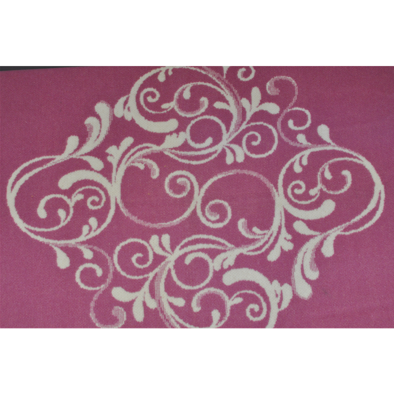 LL1101 luxury 100% Merino wool Damask Scroll jacquard blanket draped elegantly in pink and white.