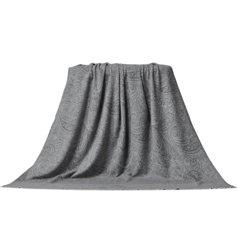 full drape view grey paisley jacquard lambswool throw blanket TH15K0502