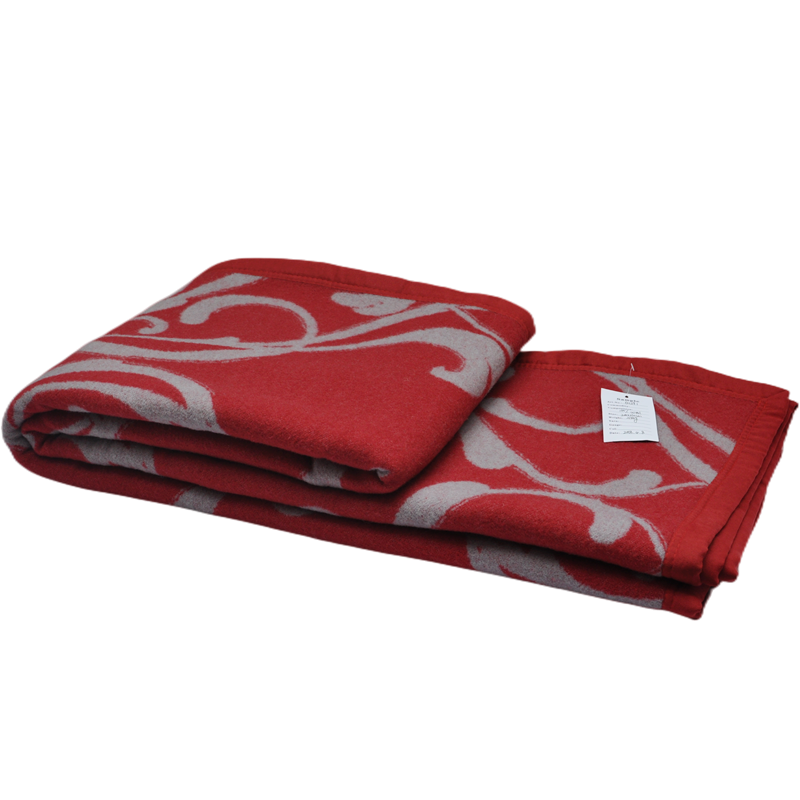 Q1291 luxury 100% wool Damask vintage vine pattern king size throw blanket.