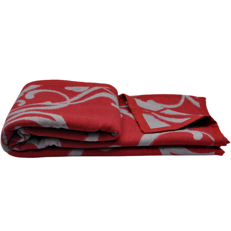 Q1291 luxury 100% wool Damask vintage vine pattern king size throw blanket.